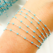 Sterling Silver Turquoise Color Enamel Chain